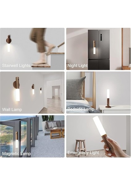 USB ile Şarj Edilebilir Duvar Lambası, Ahşap, Iç Mekan, Hareket Sensörlü, Indüksiyonlu, Pilli LED Duvar Lambası, Sıcak Beyaz, Manyetik Yatak Lambası, Oturma Odası, Yatak Odası, Merdiven fiyatları