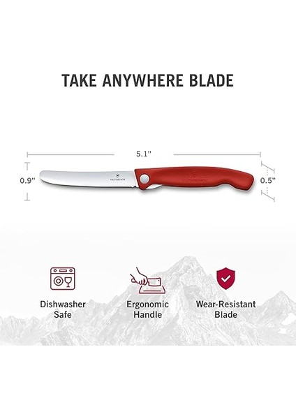 Isviçre Klasik Katlanır Sebze Bıçağı Düz Kesim Bulaşık Makinesinde Yıkanabilir 11 cm Kırmızı Blister Paketi indirimleri