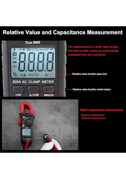 Ölçüm Pensesi, Unı-T UT200B+ Akım Pensesi Ac Akım True Rms Akım Ölçüm Cihazı Otomatik Ranging Ac/dc Gerilim, Ac Akım, Direnç, Diyot, Kapasite, Süreklilik Için Canlı Tel Algılama modelleri