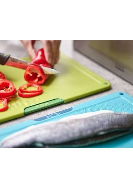 Joseph Folio Icon Kesme Tahtası Seti, Saklama Kutulu, Kaymaz, Renk Işaretli, 4 Parça, Büyük, Paslanmaz Çelik fırsatları