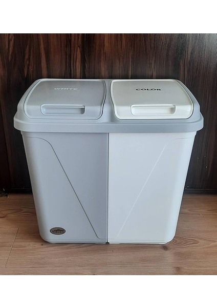 Ahir Ticaret Kirli Çamaşır Sepeti Renkli&beyaz Iki Bölmeli 60 Litre (Küçük)