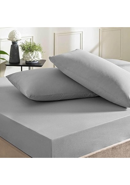 Pamuk Rf Düz Basic Çarşaf Antrasit Çift Kişilik