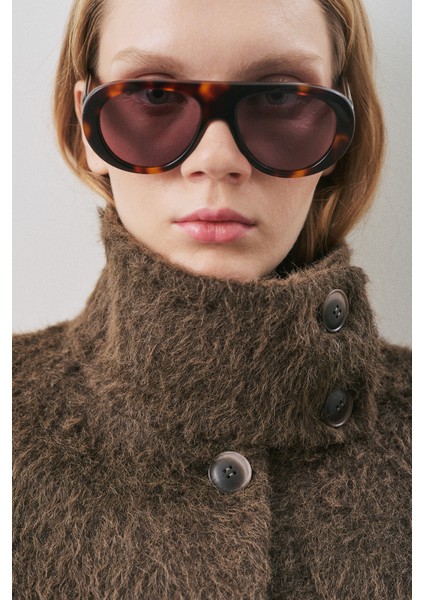 Bouchle Geniş Yakalı Kaban Kahverengi fiyatları