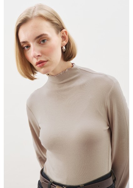 Balıkçı Yaka Bluz Vizon fiyatları