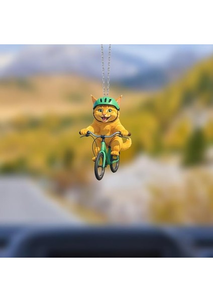 Ayna Süsü Bisikletli Kedi, Pleksi Malzeme, Uv Baskılı 003