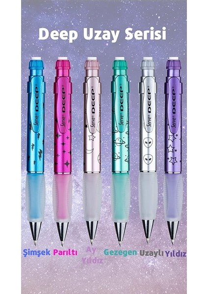 Deep Mekanik Kurşun Kalem Metalik Desen 0.7 mm 6'lı Set modelleri