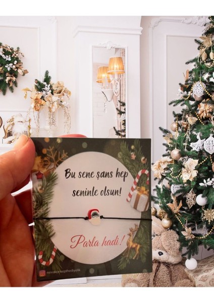 Yılbaşı Temalı Şans Bilekliği, Noel Baba Figürlü, 10 Adet Hediye Seti fiyatları
