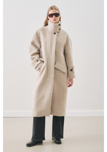 Bouchle Geniş Yakalı Kaban Vizon