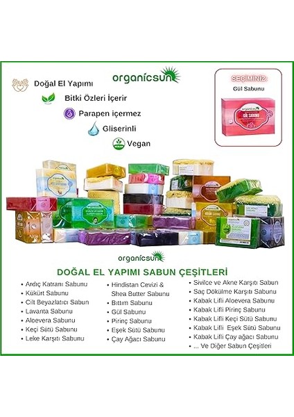 Doğal Gül Sabunu 140 gr Tüm Cilt Tipleri Için Onarıcı Besleyici Natural modelleri