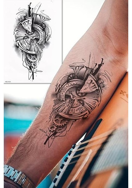 Gerçek Dövme Görünümlü 3 Boyutlu Saat Dövmesi, Tattoo, Erkek Geçici Dövme, Kol Dövmesi, Omuz Dövmesi fiyatları
