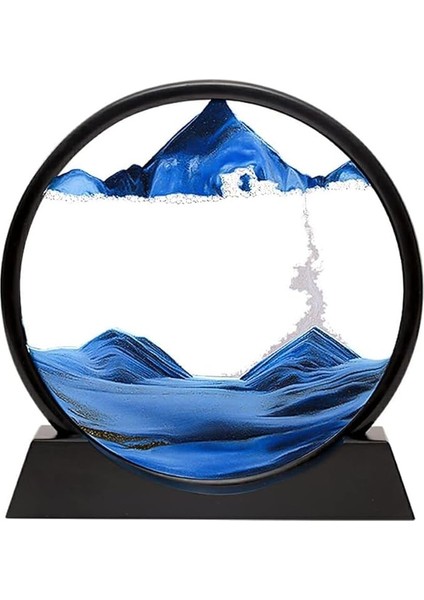 Inç Mavi Renk Dekoratif Yuvarlak Kum Saati Çöl Temalı Şık Kum Saati Stres Atıcı 18X17CM (Mavi)