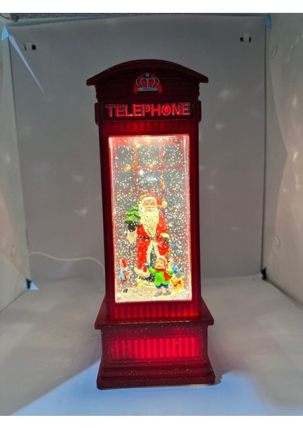 Kırmızı Işıklı Telefon Kulübesi ve Kar Küresi, Müzikli Noel Dekoru modelleri