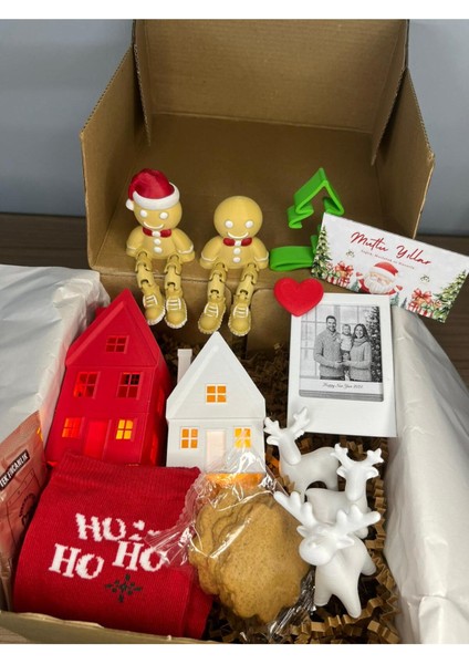 14 Parça Noel Temalı Dekoratif Hediye Kutusu ve Yılbaşı Süsleri Seti modelleri