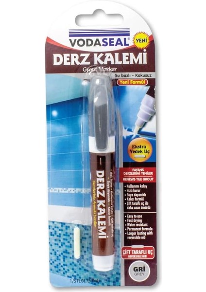 Uçlu Su Bazlı Kokusuz Kalıcı Derz Kalemi - Gri Renk