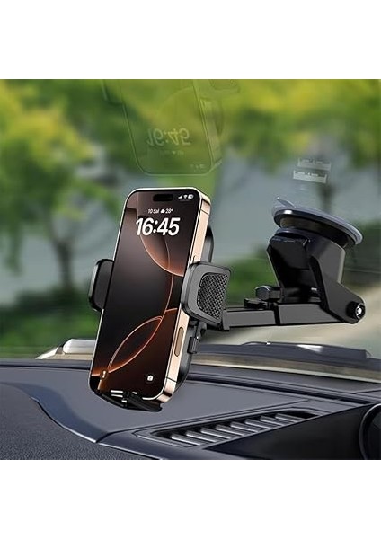 Otomatik Klipsli Araba Telefon Tutucu Cam ve Torpido Için Yüksek Kalite Yapışkan, Ayarlanabilir Yükseklik ve Yakınlık Ergonomik Tasarım Araç Telefon Tutucu modelleri