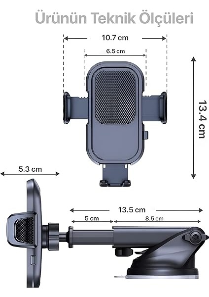 Otomatik Klipsli Araba Telefon Tutucu Cam ve Torpido Için Yüksek Kalite Yapışkan, Ayarlanabilir Yükseklik ve Yakınlık Ergonomik Tasarım Araç Telefon Tutucu indirimleri