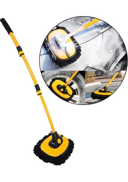LS-426 Teleskopik Araç Temizleme Fırçası Oto Yıkama Paspası Siyah,sarı