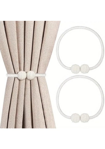 Manyetik Perde Klipleri Iç Dekorasyon Inci Topları Tokası 2 Adet Perde Toplama Aparatı