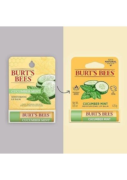 Bees Salatalık NANELI%100 Doğal Nemlendirici Dudak Balsamı, 0,15 Oz fırsatları