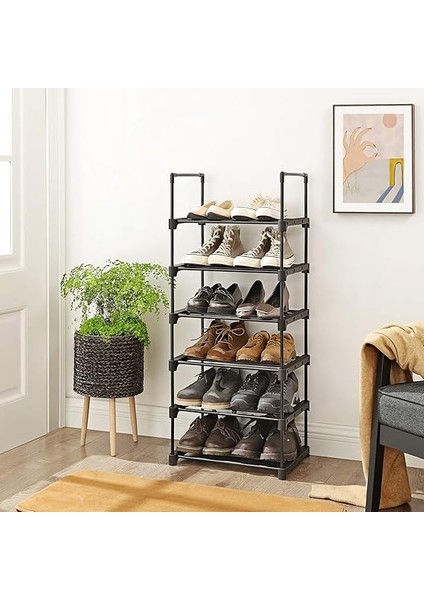 6 Katlı Ayakkabı Rafı, Metal Ayakkabı Rafı, 12-15 Çift Ayakkabı Için Ayakkabı Düzenleyici, Istiflenebilir, Koridor, Oturma Odası, Yatak Odası Için, 30 x 45 x 106 Cm, Siyah LSA23BK fırsatları