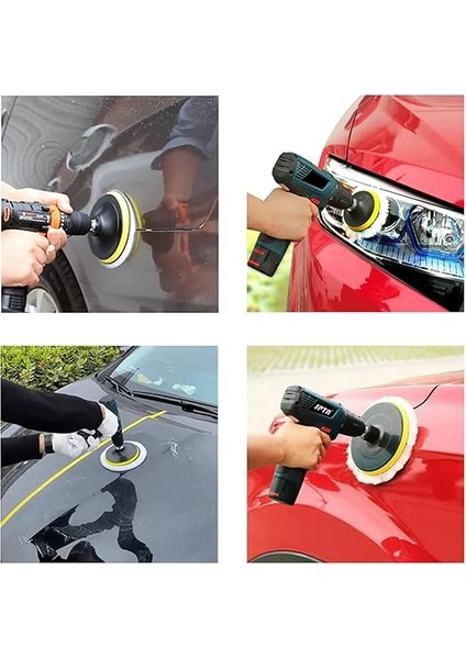 Cila Polisaj Parlatma Yünü Pedi Keçesi SÜNGERI+115 mm Cırt Taban+Matkap Aparatı+Oto Pasta Cila 300 gr (4'lü Set) modelleri
