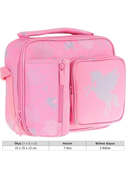 Kız Çocuk, Pembe, Bulut Desenli Isı Yalıtımlı Üç Bölmeli (Matara Cepli) Okul Beslenme Çantası L7218 modelleri