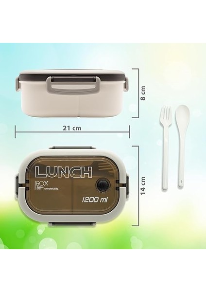 1200 ml 2 Katlı 6 Bölmeli Bpa'sız Pp Plastik Sefer Tası ve Beslenme Çantası - Hava Kilitli Bento Lunch Box, Çatal ve Kaşık Dahil (Beyaz) fırsatları
