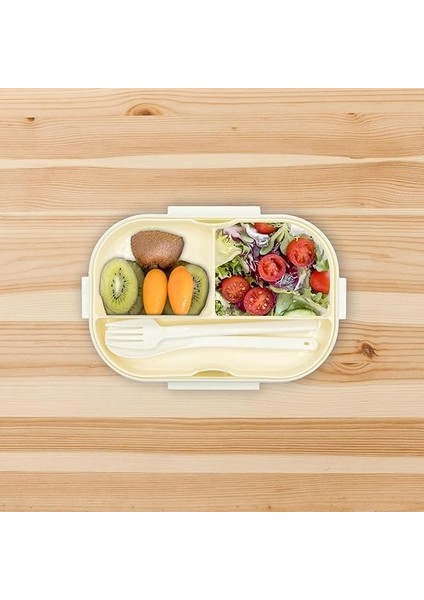 1200 ml 2 Katlı 6 Bölmeli Bpa'sız Pp Plastik Sefer Tası ve Beslenme Çantası - Hava Kilitli Bento Lunch Box, Çatal ve Kaşık Dahil (Beyaz) indirimleri