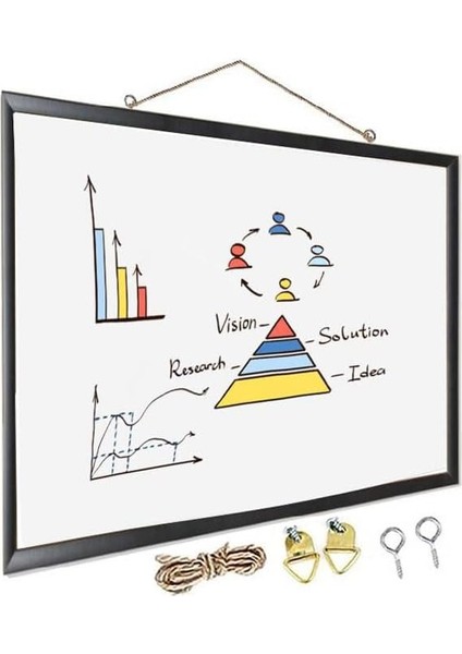 Duvara Monte Beyaz Yazı Tahtası 30X45 cm Mdf 1 Adet Laminant Yazı Tahtası Mdf Çerçeveli Askılı Okul Ofis Büro