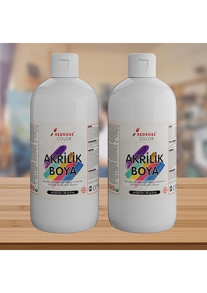 Rose Beyaz Akrilik Boya 2'li Set 2X500 gr fiyatları