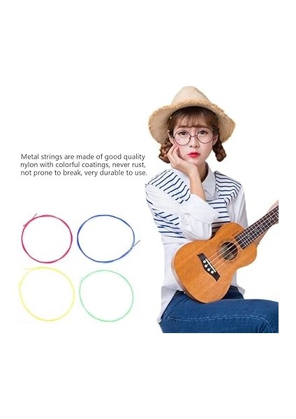 8 Adet Ukulele Dizeleri, Yeni Başlayanlar Için Renkli Naylon Ukulele Yedek Dizeleri Aksesuarı fırsatları