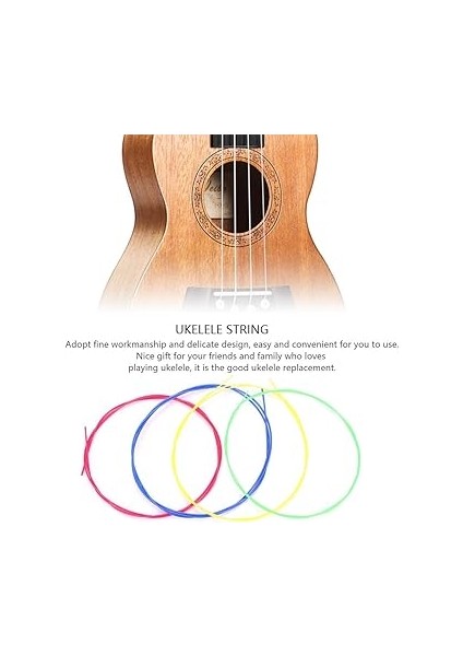 8 Adet Ukulele Dizeleri, Yeni Başlayanlar Için Renkli Naylon Ukulele Yedek Dizeleri Aksesuarı indirimleri
