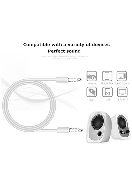 Ses Kablosu 1 Metre Oto Araç Teyp Kablo Müzik Bağlantı Beyaz indirimleri