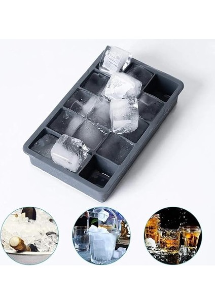 Kare Buz Kalıbı, 15 Bölmeli Elastik Yapısı Çok Amaçlı Buz Küpü Kalıbı, Kolay Serbest Bırakma Özelliği, Kahve ve Ev Yapımı Içecekler Için Ideal Dondurucu Kalıpları (1) fiyatları