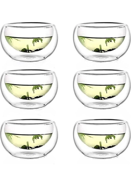 Home 6'lı 100 ml Çift Cidarlı Cam Reçellik, Sunumluk ve Çerezlik Mini Kase Seti – Şık ve Fonksiyonel Tasarım-Kahvaltılık ve Sosluk