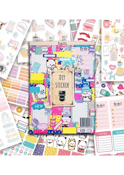 Power My Dıy Sticker Book 24 * 17 cm 16 Sayfa Özel Tasarım Rengarenk Sticker Kitabı