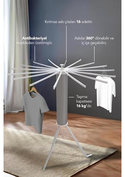 House Plus Hely Açılıp Kapanabilir 360° Dönebilen Kurutmalık Askısı Gri – KRT57058-1 fiyatları