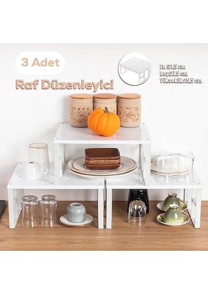 Org-01-3lü Raf Düzenleyici - Dolap Içi Düzenleyici Raf - Tabak Bardak Rafı fiyatları
