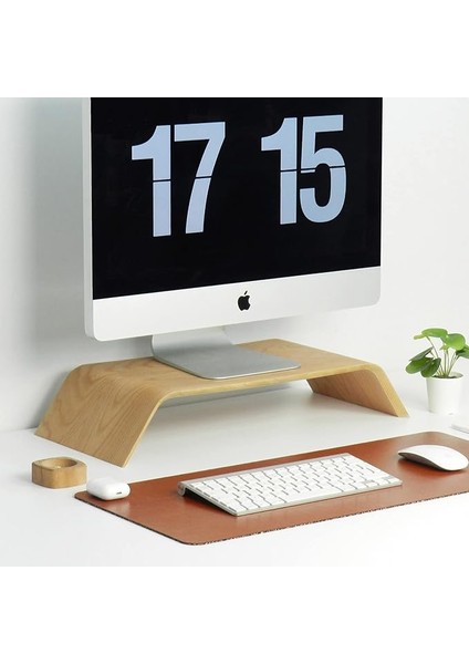 Wood Dayanıklı Ağaç Monitör Ayağı ve Yükseltici Bilgisayar Standı (Kayın)