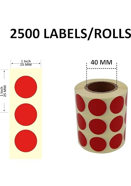 Etiketler , Hazır Al Hızlı Al 25MM Yuvarlak Etiket Kalıcı Renk Kodu Nokta Çıkartmaları, Rulo Başına 2500 Etiket, Kaplamalı Rulo Etiket Yan Yana 3lü (Kırmızı) fiyatları