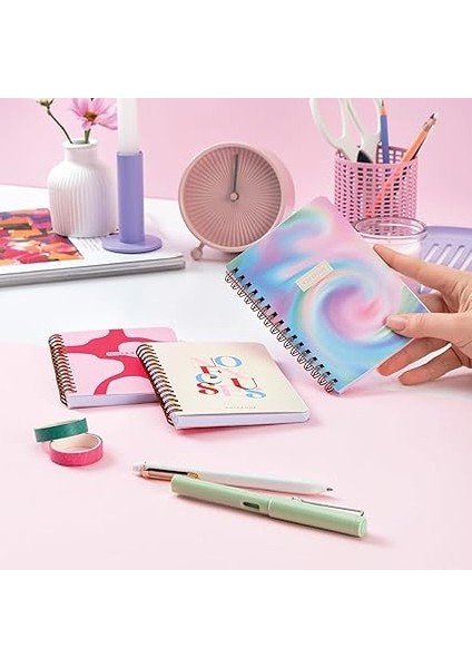 Cep Boy 10X14 cm Spiralli Çizgili Karton Kapak 3'lü Defter Seti No Excuses Soyut Gradient modelleri