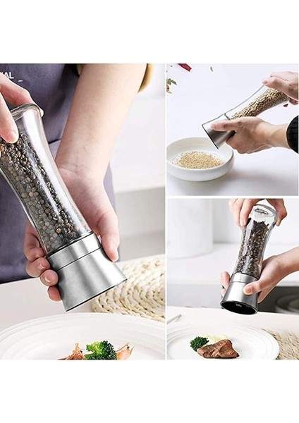 2'li Paslanmaz Çelik Kapaklı Tuz ve Baharat Değirmeni. modelleri