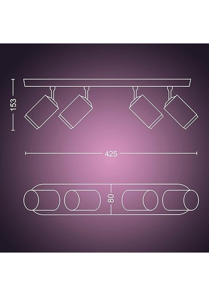 Huewca Fugato 4'lü Renkli Akıllı LED Armatür, Siyah, 4X5.7W 230V indirimleri