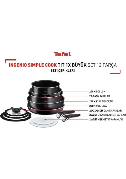 Titanyum 1x Ingenio Simplecook 12 Parça Tava Tencere Seti - 2100125537 modelleri