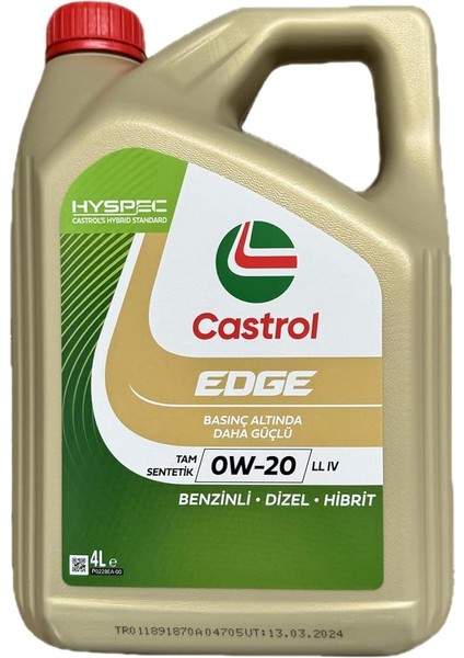 Edge 0W-20 Ll Iv 4 Litre Motor Yağı 2025 Ü.t
