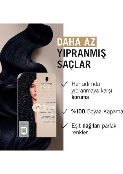 Creme Supreme Saç Boyası 1-1 Soğuk Siyah indirimleri