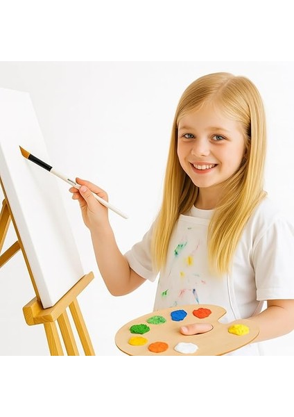 Resim Fırça Seti Yan Kesik Uçlu Akrilik Yağlıboya Suluboya Beyaz 6 Parça Fırça Seti modelleri