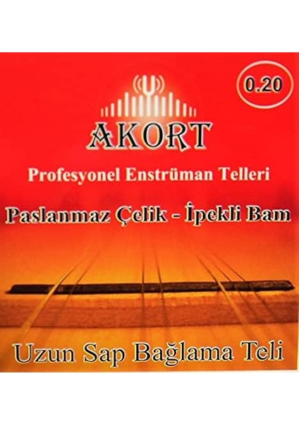 Akort Uzun Sap Bağlama-Saz Teli 0.20 + Tezene Hediye