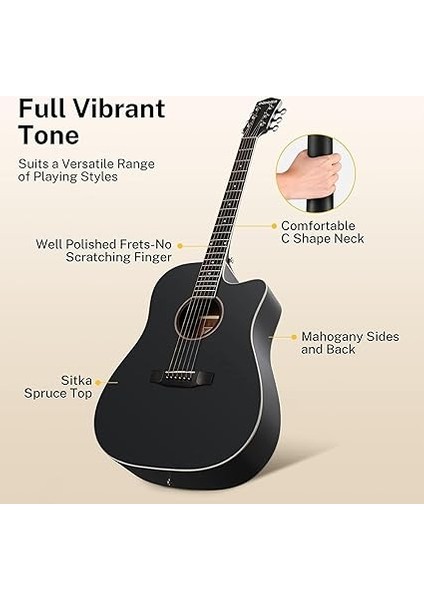 Dag-1cb Cutaway Akustik Gitar Seti (Siyah) fiyatları