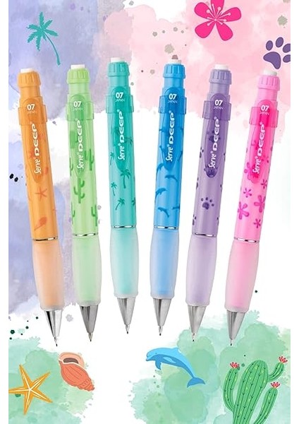 Deep Mekanik Kurşun Kalem Pastel Doğa Serisi 0.7 mm 6'lı Set modelleri